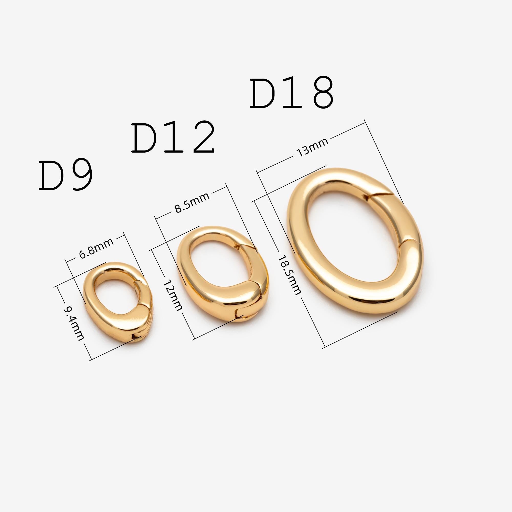 4pcs Gold Necklace Clasp, Oval Spring Gate Ring , Oval Gate Ring, Gold plated Brass Basic Supplies (GB-1831)